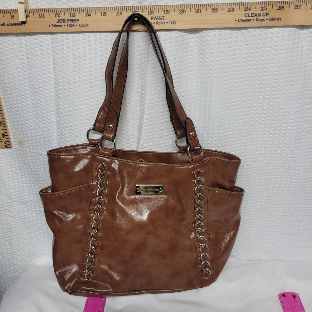 Franco Sarto Brown Faux Leather Chain Detail Shoulder Bag Tote